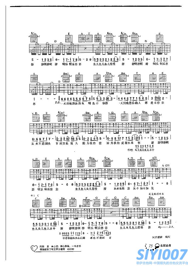 张雨生《一天到晚游泳的鱼》吉他谱