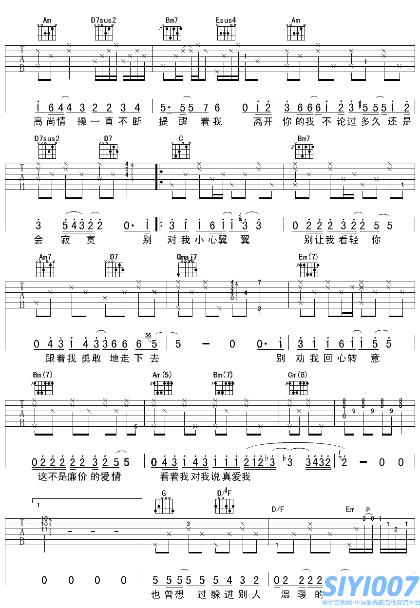 陈绮贞慢歌1吉他谱第2页