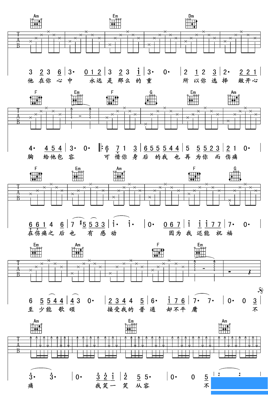 樊凡不痛吉他谱第2页