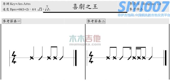 李荣浩喜剧之王吉他谱第1页