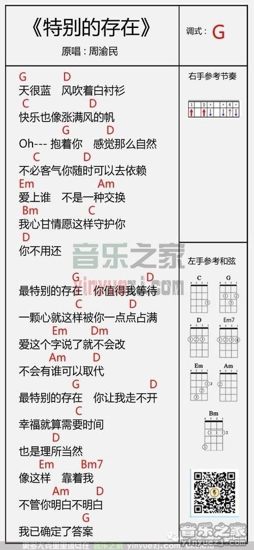 周渝民《特别的存在》尤克里里谱