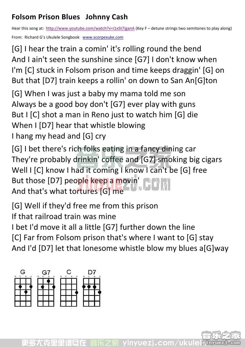 《Folsom Prison Blues》尤克里里谱