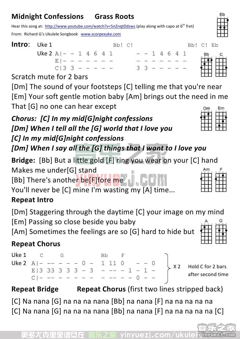 《Midnight Confessions 》尤克里里谱