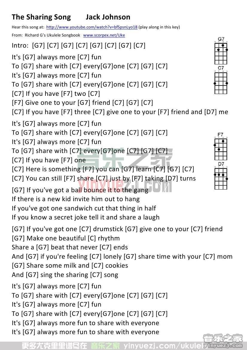 《The Sharing Song》尤克里里谱