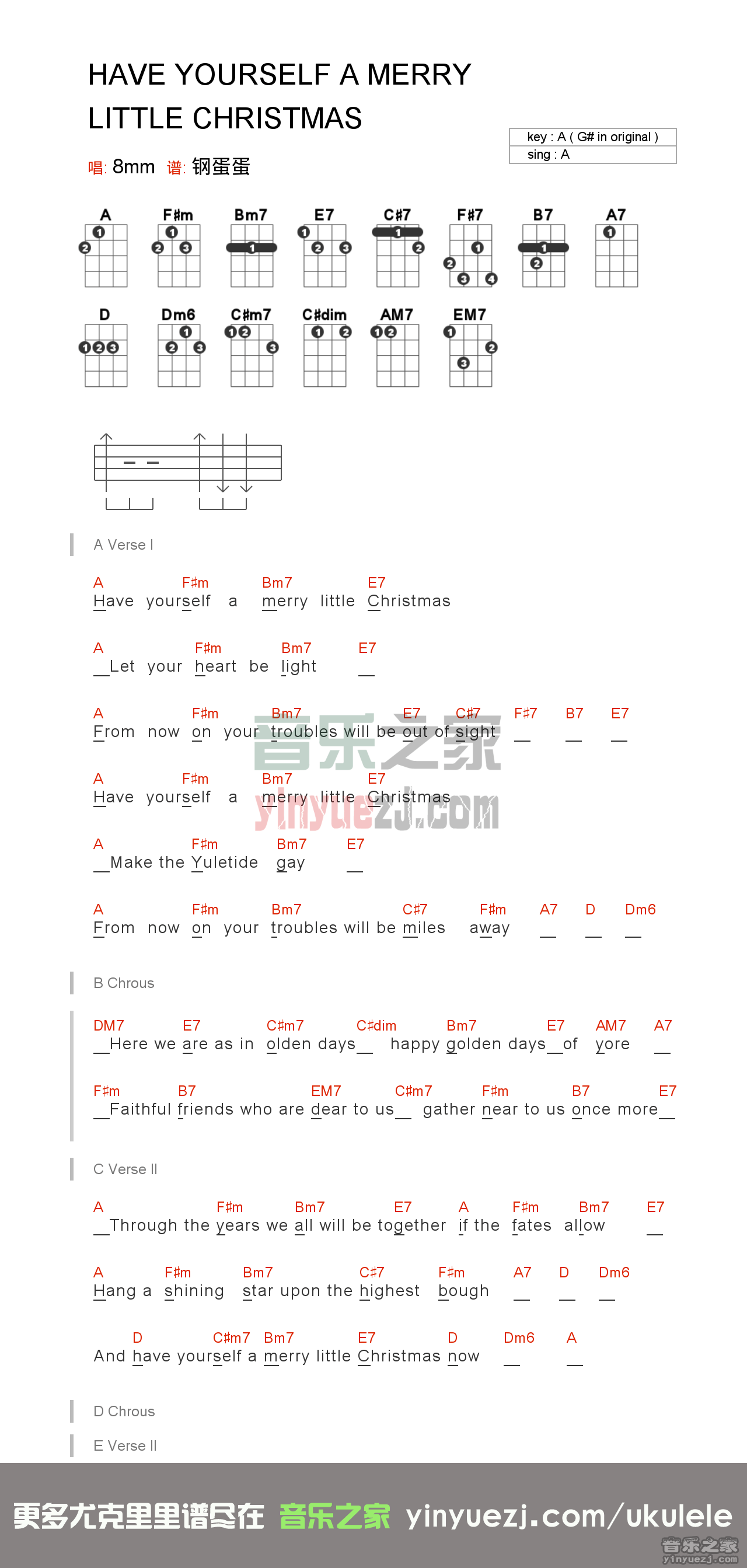 版本二 《have yourself a merry little christmas》尤克里里谱
