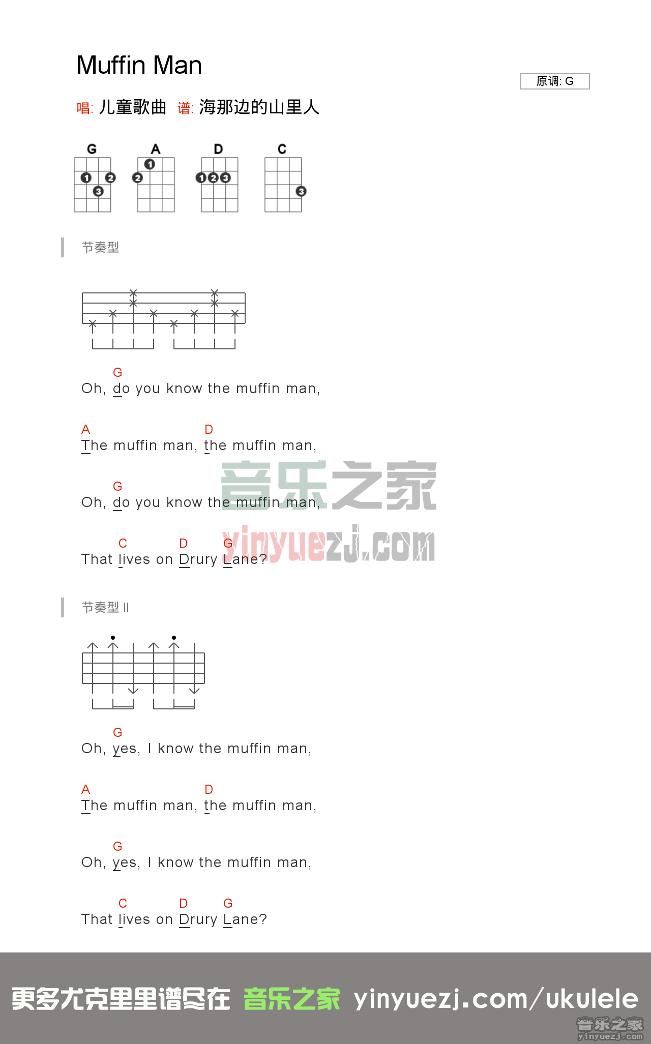 陈奕迅《Muffin Man》尤克里里谱