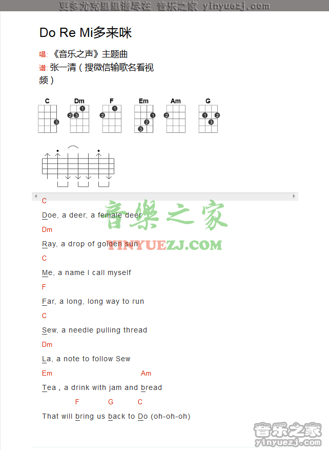 音乐之声《Do Re Mi》尤克里里谱
