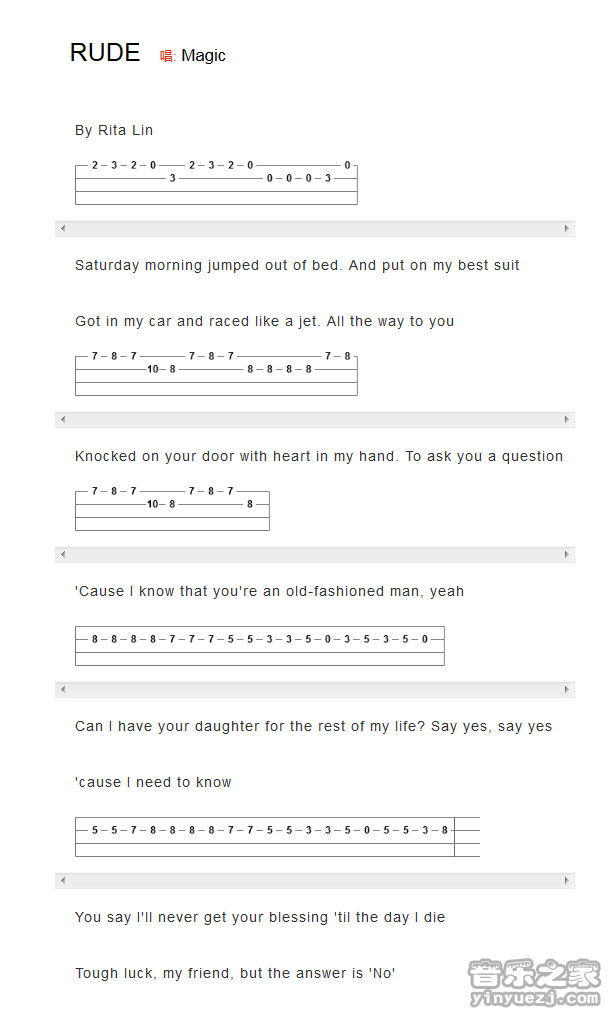 2magic《rude》尤克里里谱