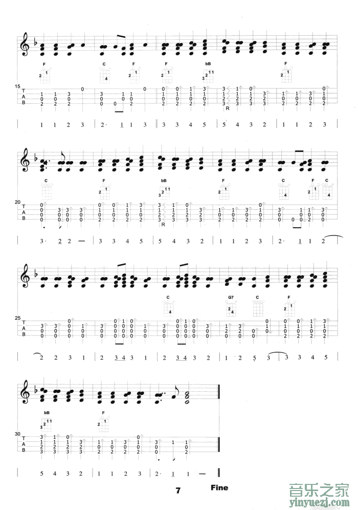 2卢家宏版 《欢乐颂》尤克里里指弹谱