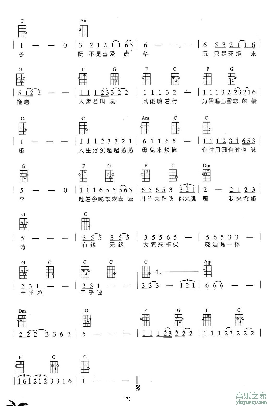 2《流浪到淡水》尤克里里谱