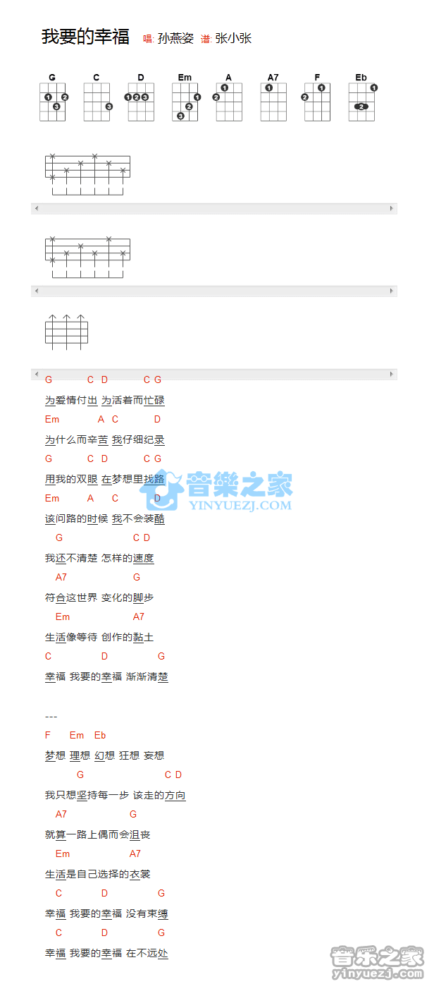 孙燕姿《我要的幸福》尤克里里弹唱谱
