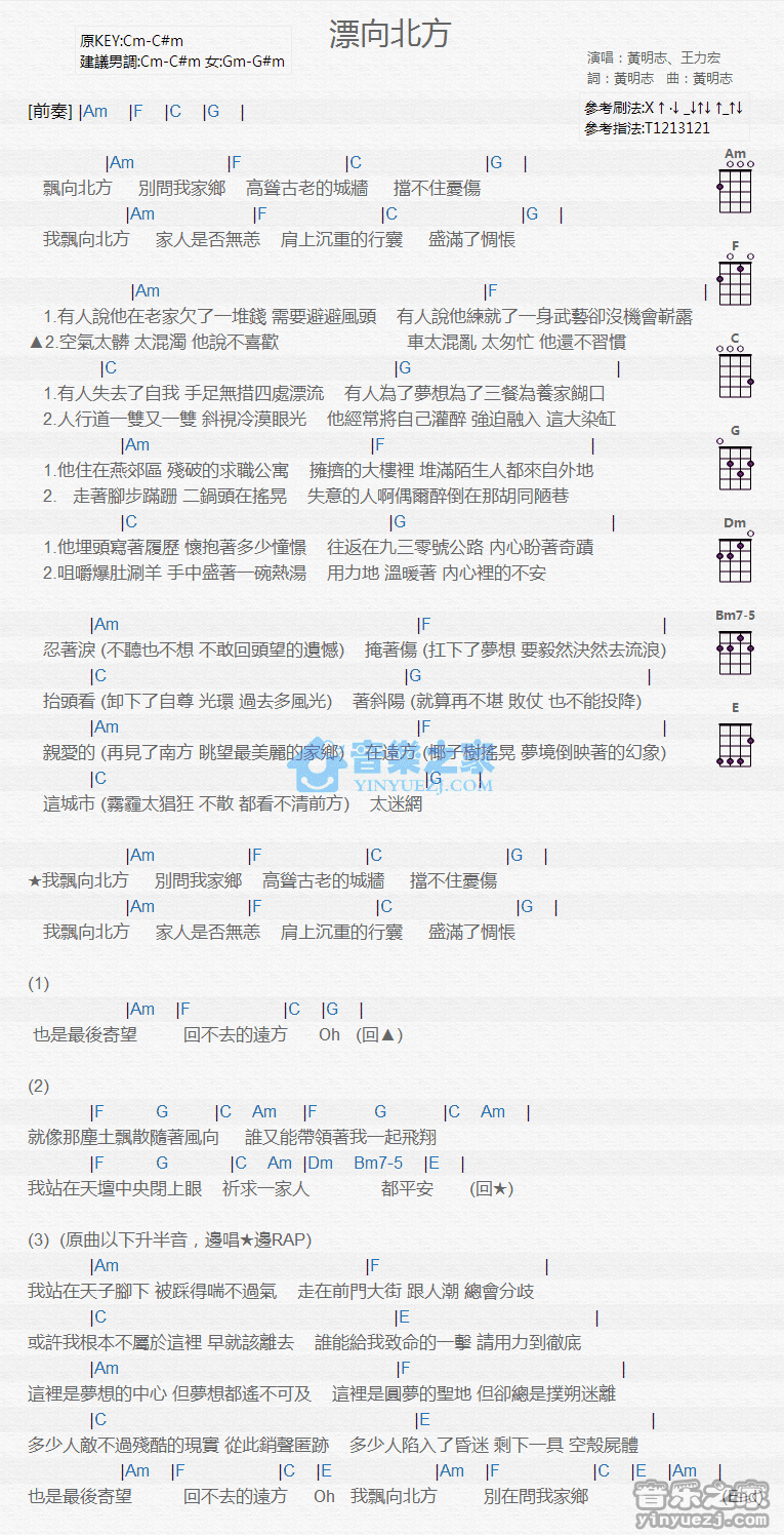 飘向北方那吾克热简谱图片