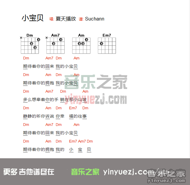 夏天播放《小宝贝》吉他谱