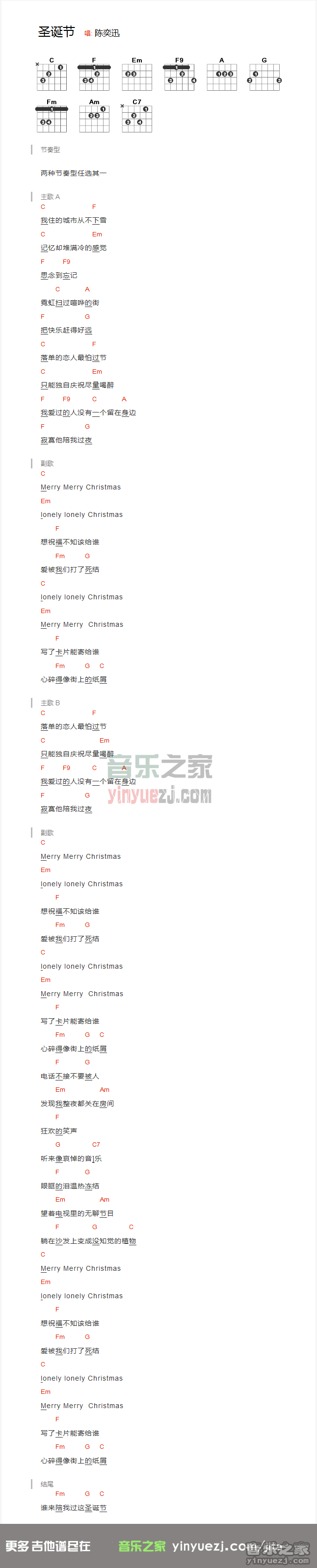陈奕迅《圣诞结》吉他谱