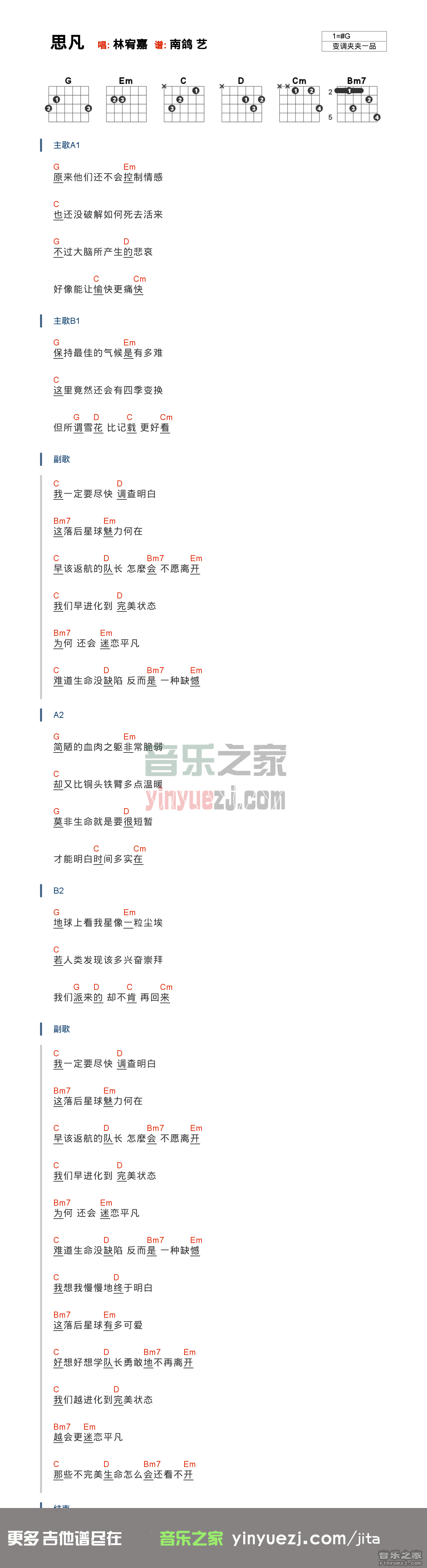 林宥嘉《思凡》吉他谱