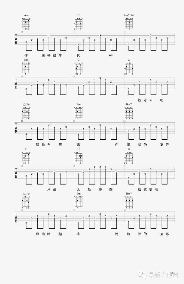 六线谱版2 陈鸿宇《理想三旬》吉他谱