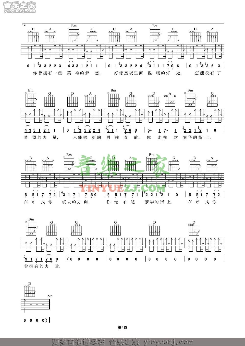 单吉他版3 许巍《那一年》吉他谱