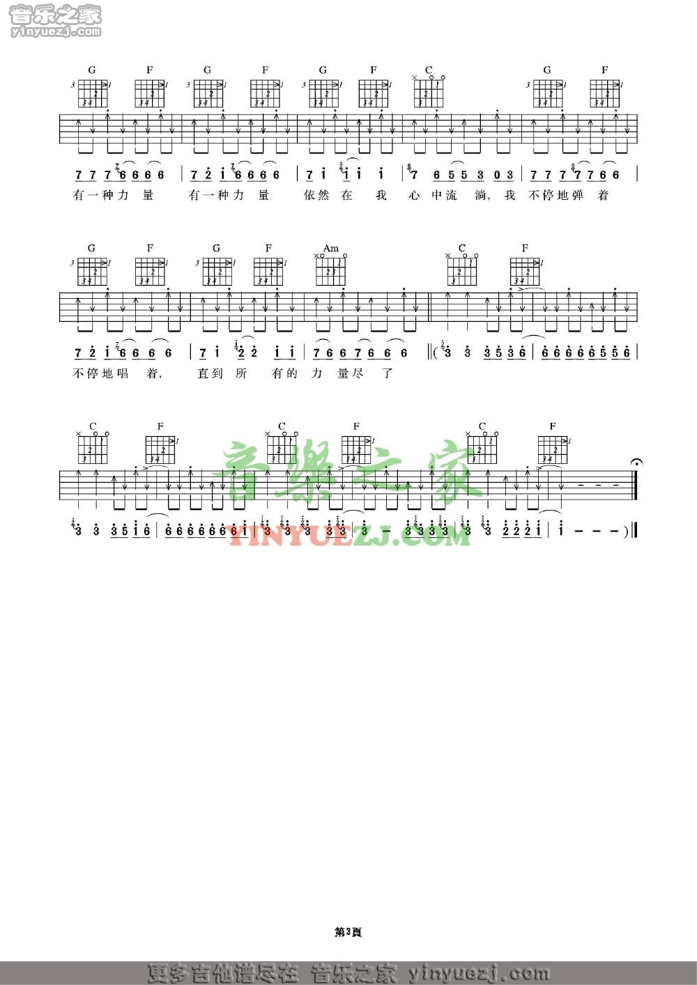 C调版3 许巍《浮躁》吉他谱