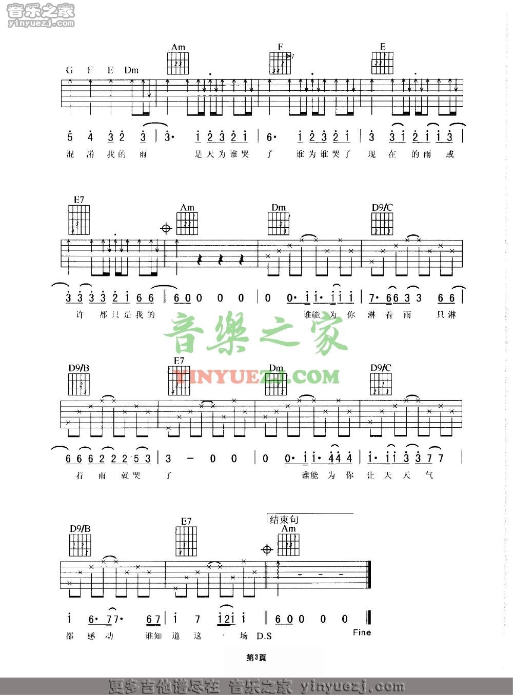 3谢霆锋《谁哭了》吉他谱