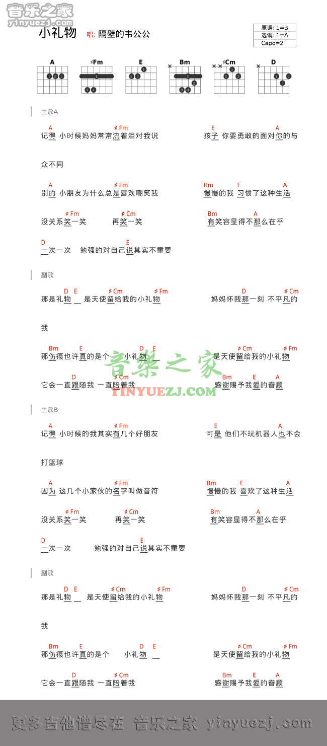 Kent王健《小礼物》吉他谱