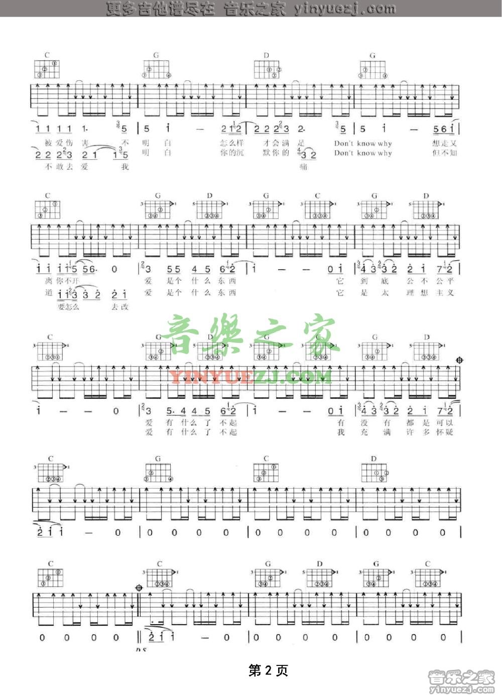 2陶喆《爱是个什么东西》吉他谱