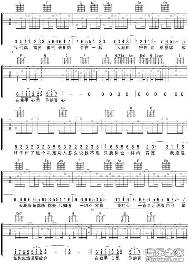 2梁静茹《勇气》吉他谱