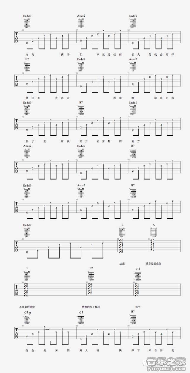 4李晋《城长》吉他谱