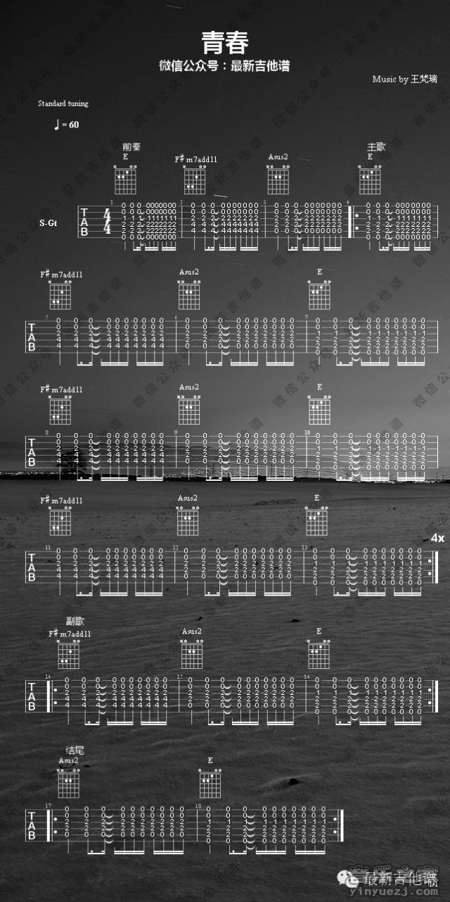 王梵瑞《青春》吉他谱