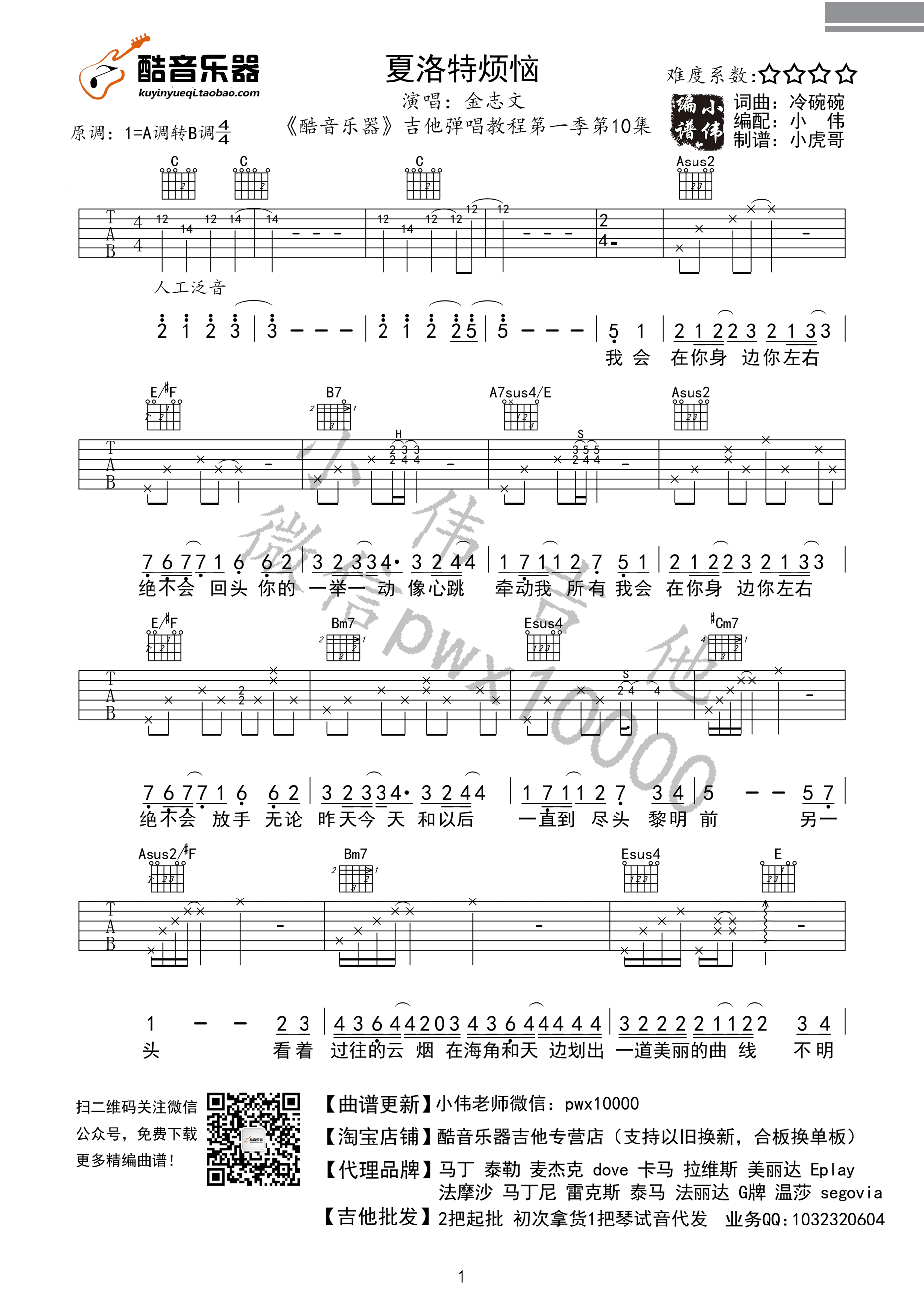 金志文《夏洛特烦恼》吉他谱